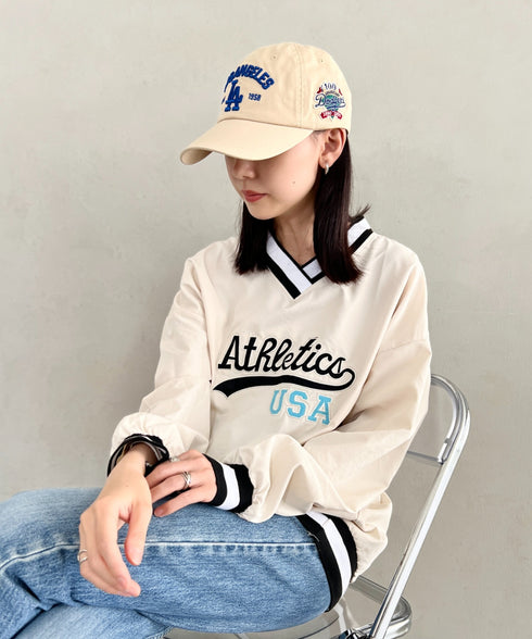 MLB KOREA(エムエルビーコリア)/ヴィンテージ 刺繍 ロゴパッチ メジャーリーグ ベースボール キャップ 帽子/Vintage Cooperstown Patch Unstruck Ball Cap | AT5253044 | アイボリー