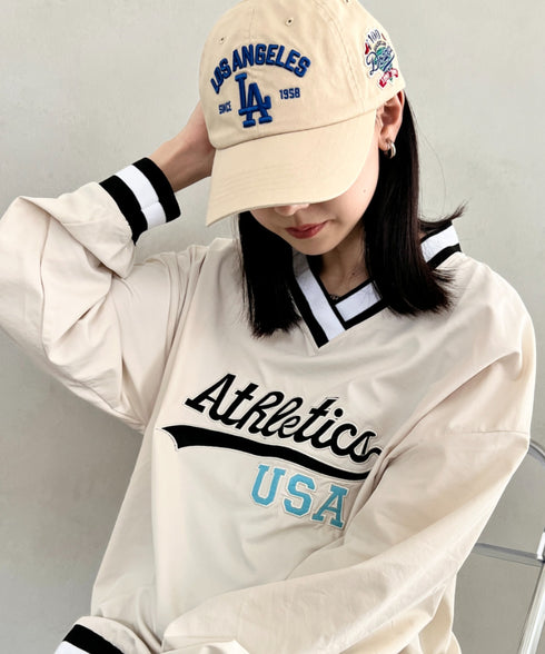 MLB KOREA(エムエルビーコリア)/ヴィンテージ 刺繍 ロゴパッチ メジャーリーグ ベースボール キャップ 帽子/Vintage Cooperstown Patch Unstruck Ball Cap | AT5253044 | アイボリー