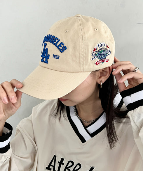MLB KOREA(エムエルビーコリア)/ヴィンテージ 刺繍 ロゴパッチ メジャーリーグ ベースボール キャップ 帽子/Vintage Cooperstown Patch Unstruck Ball Cap | AT5253044 | アイボリー