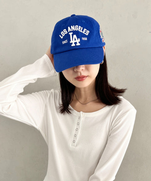 MLB KOREA(エムエルビーコリア)/ヴィンテージ 刺繍 ロゴパッチ メジャーリーグ ベースボール キャップ 帽子/Vintage Cooperstown Patch Unstruck Ball Cap | AT5253044 | ブルー