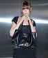 MUCENT(ムセント)/ロゴパッチ ショルダー トートバッグ/PEE MIDDLE STITCH LEATHER TOTE BAG | AT1253048 | ブラック