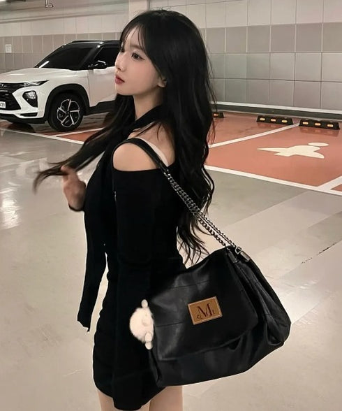 MUCENT(ムセント)/チェーン ショルダーバッグ/INFINITY LEATHER CHAIN SHOULDER BAG | AT1253049 | ブラック