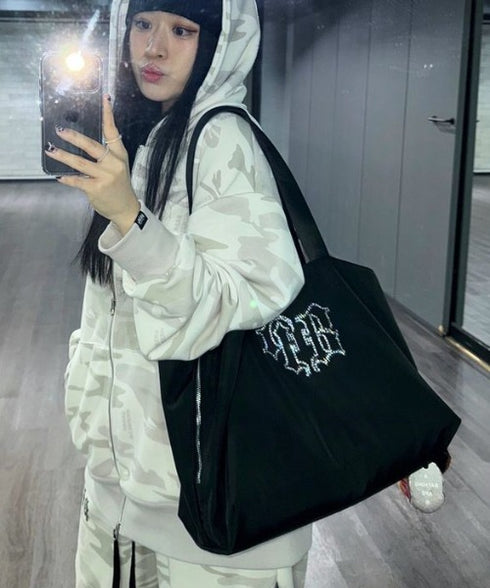 BLACK PURPLE(ブラックパープル)/大容量 クリスタル ショルダー トートバッグ/BP Crystal DoubleSide Bag | AT1253051 | ブラック