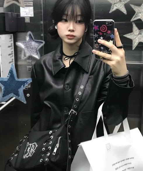 BLACK PURPLE(ブラックパープル)/3WAY 軽量 ストーン コルセット ショルダー トート クロスバッグ/Glow Corset Bag | AT1253054 | ブラック