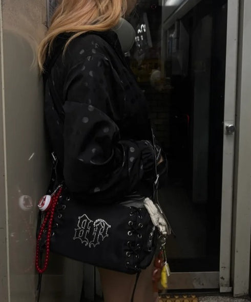 BLACK PURPLE(ブラックパープル)/3WAY 軽量 ストーン コルセット ショルダー トート クロスバッグ/Glow Corset Bag | AT1253054 | ブラック