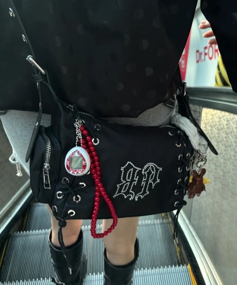 BLACK PURPLE(ブラックパープル)/3WAY 軽量 ストーン コルセット ショルダー トート クロスバッグ/Glow Corset Bag | AT1253054 | ブラック