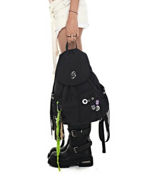 BLACK PURPLE(ブラックパープル)/A4サイズ対応 軽量 ドローコード ドローストリング バックパック リュック ナップザック/Nana Flip Bag | AT1253057 | ブラック