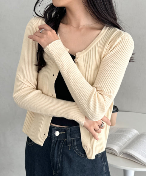 ベーシックリブニットカーディガン | CL2253019 | アイボリー