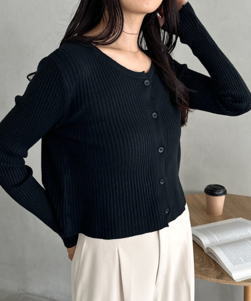 ベーシックリブニットカーディガン | CL2253019 | ブラック