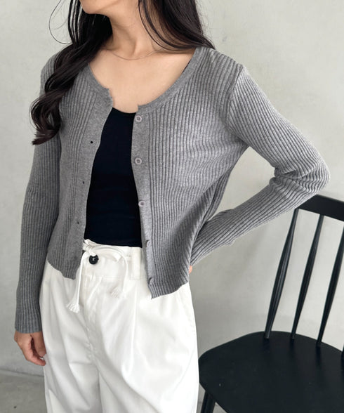 ベーシックリブニットカーディガン | CL2253019 | グレー