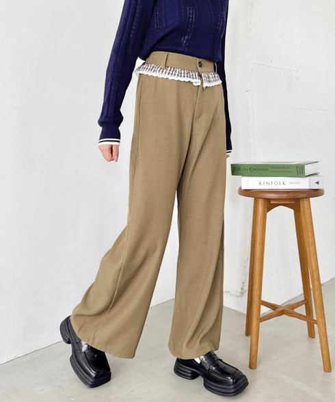 ウエストチェックフリルパンツ | SL2256083 | ベージュ