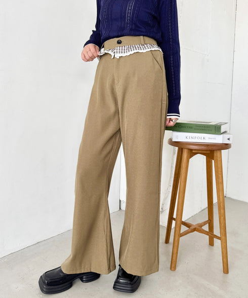 ウエストチェックフリルパンツ | SL2256083 | ベージュ