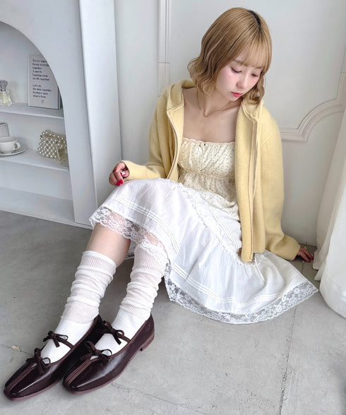 コットンフリルレースミディスカート | LO2256044 | ホワイト