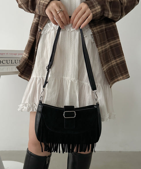 ベルトフリンジショルダーバッグ | CL1256028 | ブラック