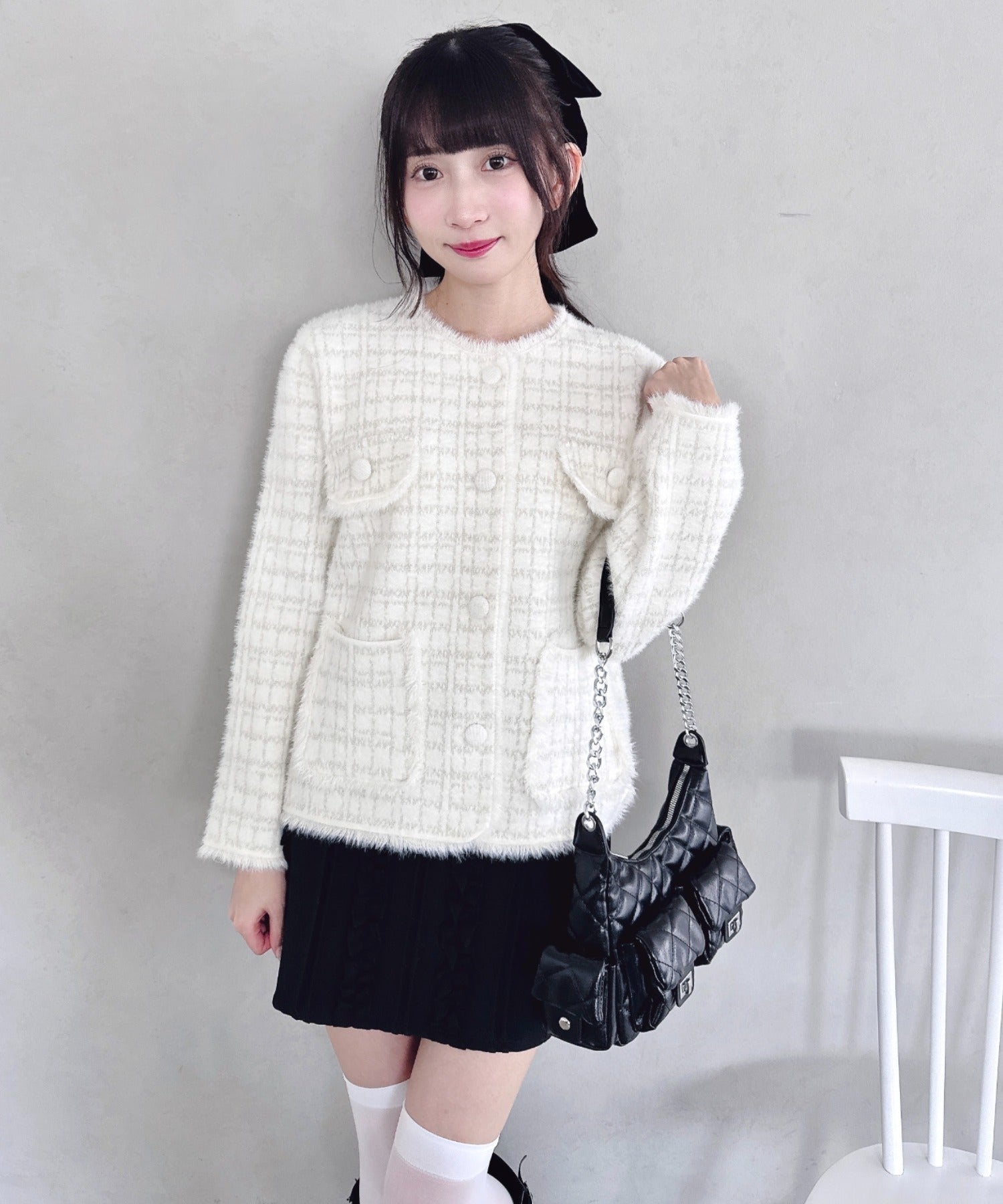 TO BE CHIC ラメツイード ニットジャケット　オフホワイト　42 NATURAL BEAUTY BASIC｜ラメツイードニットジャケット | Rakuten