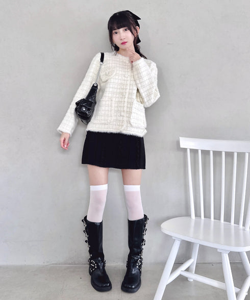 ラメツイードライクニットジャケット | LO2254002 | オフホワイト