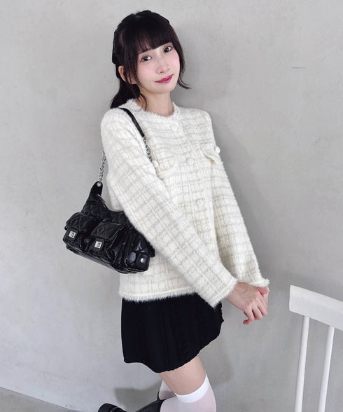 ラメツイードライクニットジャケット | LO2254002 | オフホワイト