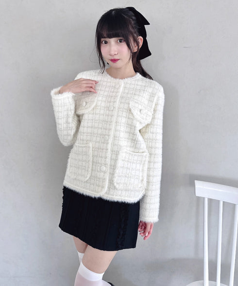 ラメツイードライクニットジャケット | LO2254002 | オフホワイト