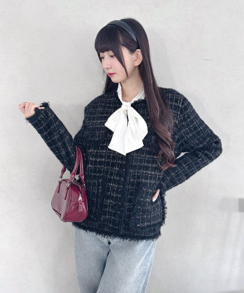 ラメツイードライクニットジャケット | LO2254002 | ブラック