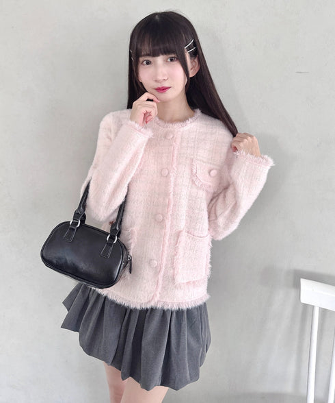 ラメツイードライクニットジャケット | LO2254002 | ピンク