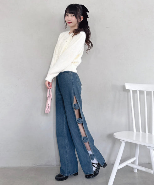 ローズモチーフデニムパンツ | LO2256051 | ブルー