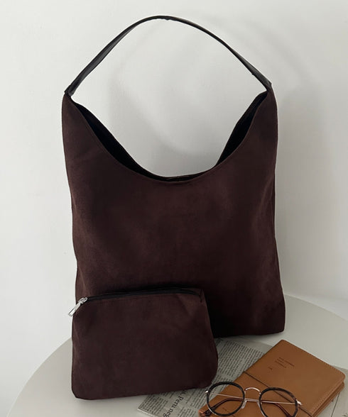 ポーチ付き スウェード風ワンハンドルバッグ | WR1253047 | ダークブラウン