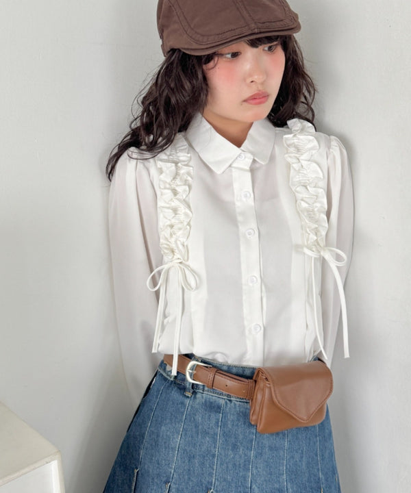 フリルギャザーリボンシャツ | SL2253030 | ホワイト