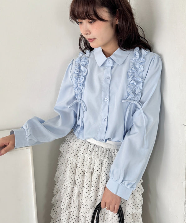フリルギャザーリボンシャツ | SL2253030 | ライトブルー