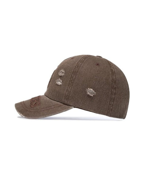 MLB KOREA(エムエルビーコリア)/ヴィンテージ ダメージ エンボス加工 ベースボール キャップ 帽子/Vintage Embossed Damage Unstruck Ball Cap | AT5253065 | ブラウン