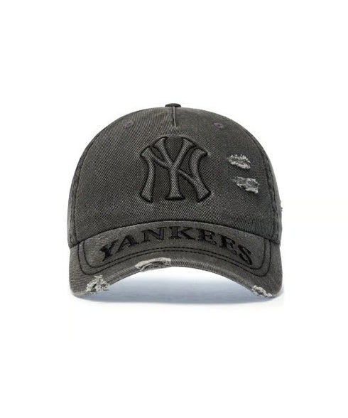 MLB KOREA(エムエルビーコリア)/ヴィンテージ ダメージ エンボス加工 ベースボール キャップ 帽子/Vintage Embossed Damage Unstruck Ball Cap | AT5253065 | ブラック