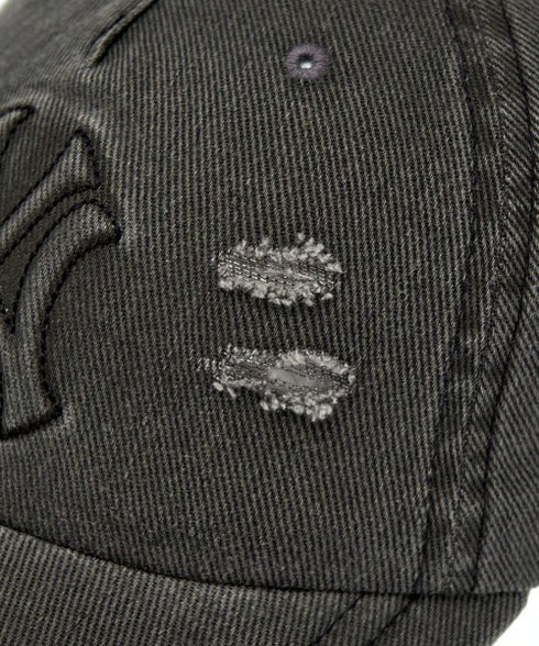 MLB KOREA(エムエルビーコリア)/ヴィンテージ ダメージ エンボス加工 ベースボール キャップ 帽子/Vintage Embossed Damage Unstruck Ball Cap | AT5253065 | ブラック