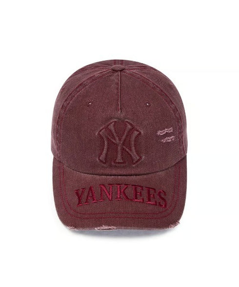 MLB KOREA(エムエルビーコリア)/ヴィンテージ ダメージ エンボス加工 ベースボール キャップ 帽子/Vintage Embossed Damage Unstruck Ball Cap | AT5253065 | ワインレッド