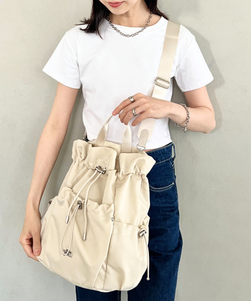 THE NORTH FACE(ザ・ノースフェイス)/3WAY 巾着型 ショルダー ボディバッグ リュック バックパック/BONNEY PACK M | IM1253066 | クリーム