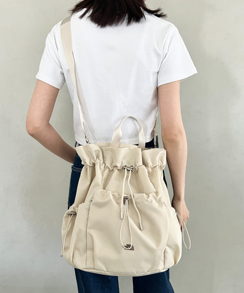 THE NORTH FACE(ザ・ノースフェイス)/3WAY 巾着型 ショルダー ボディバッグ リュック バックパック/BONNEY PACK M | IM1253066 | クリーム