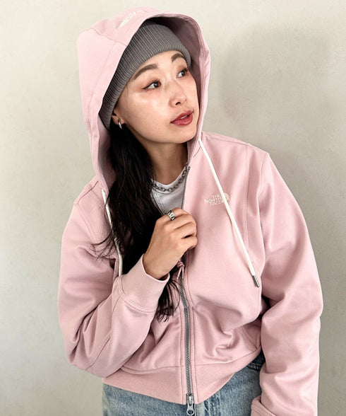 THE NORTH FACE(ザ・ノースフェイス)/ワンポイント ロゴ刺繍 ダブルジップパーカー フーディ ショート丈/W'S VELUNA HOOD ZIP UP | IM2253068 | ピンク
