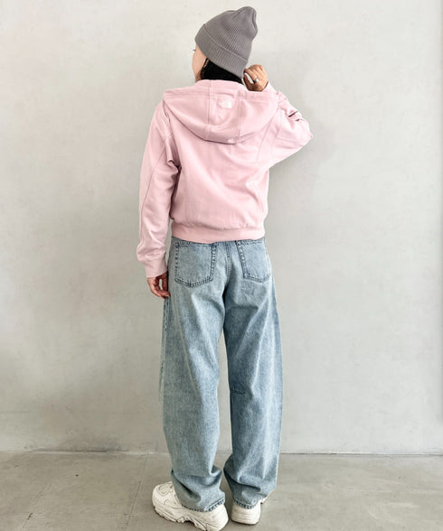 THE NORTH FACE(ザ・ノースフェイス)/ワンポイント ロゴ刺繍 ダブルジップパーカー フーディ ショート丈/W'S VELUNA HOOD ZIP UP | IM2253068 | ピンク