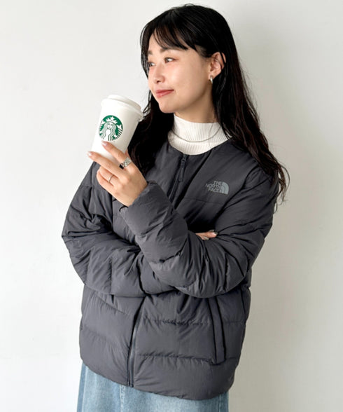 THE NORTH FACE(ザ・ノースフェイス)/軽量 ワンポイントロゴ ノーカラー ブルゾン ダウンジャケット/M'S POPLAR DOWN JACKET (RDS) | IM2253069 | チャコールグレー