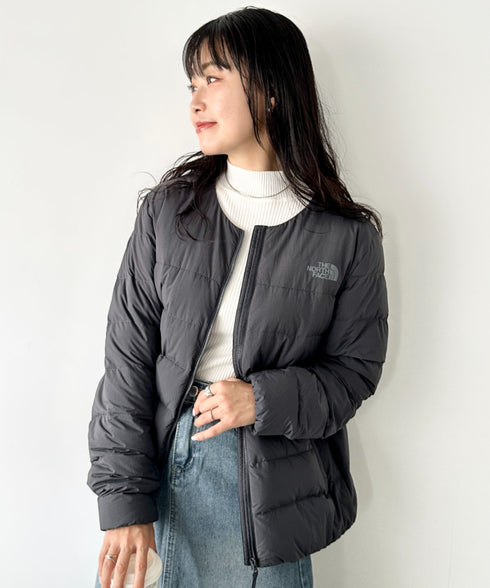 THE NORTH FACE(ザ・ノースフェイス)/軽量 ワンポイントロゴ ノーカラー ブルゾン ダウンジャケット/M'S POPLAR DOWN JACKET (RDS) | IM2253069 | チャコールグレー