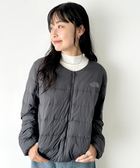 THE NORTH FACE(ザ・ノースフェイス)/軽量 ワンポイントロゴ ノーカラー ブルゾン ダウンジャケット/M'S POPLAR DOWN JACKET (RDS) | IM2253069 | チャコールグレー