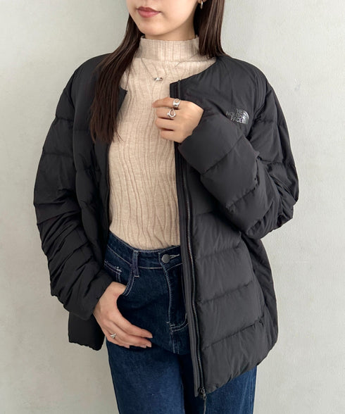 THE NORTH FACE(ザ・ノースフェイス)/軽量 ワンポイントロゴ ノーカラー ブルゾン ダウンジャケット/M'S POPLAR DOWN JACKET (RDS) | IM2253069 | ブラック