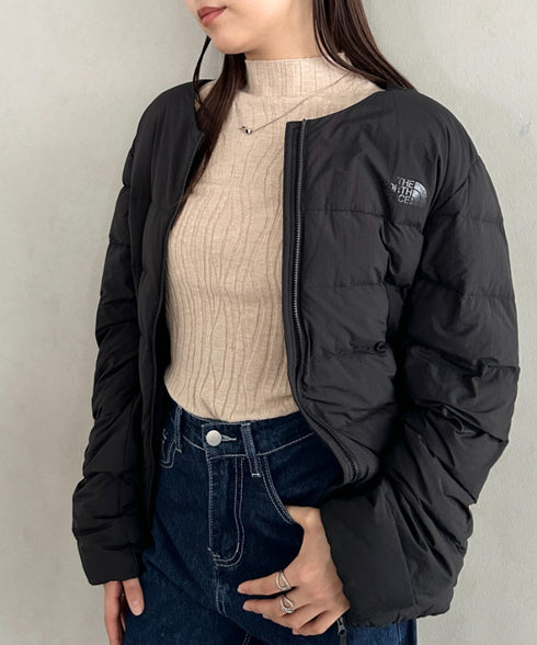 THE NORTH FACE(ザ・ノースフェイス)/軽量 ワンポイントロゴ ノーカラー ブルゾン ダウンジャケット/M'S POPLAR DOWN JACKET (RDS) | IM2253069 | ブラック