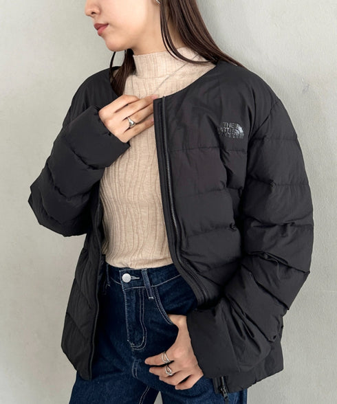 THE NORTH FACE(ザ・ノースフェイス)/軽量 ワンポイントロゴ ノーカラー ブルゾン ダウンジャケット/M'S POPLAR DOWN JACKET (RDS) | IM2253069 | ブラック