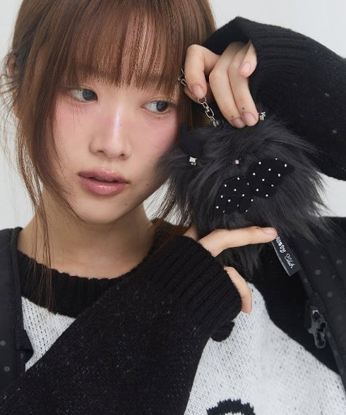 FANCY CLUB(ファンシークラブ)/[FANCY X DUSTY] ANGEL DUSTY KEYRING/NEONMOON コラボ エンジェル デビル キーリング チャーム キーホルダー | AT6253070 | ブラック