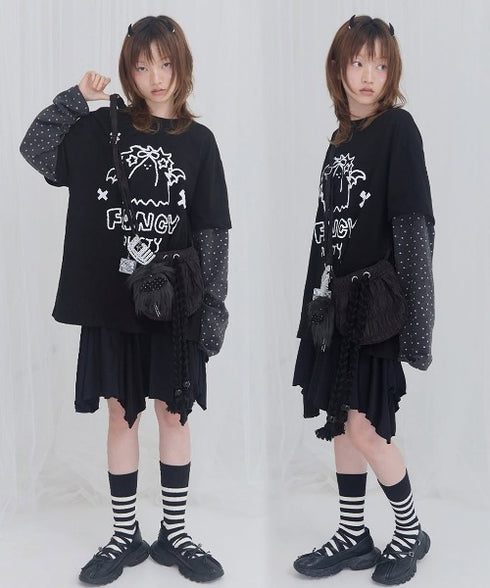 FANCY CLUB(ファンシークラブ)/[FANCY X DUSTY] ANGEL DUSTY KEYRING/NEONMOON コラボ エンジェル デビル キーリング チャーム キーホルダー | AT6253070 | ブラック