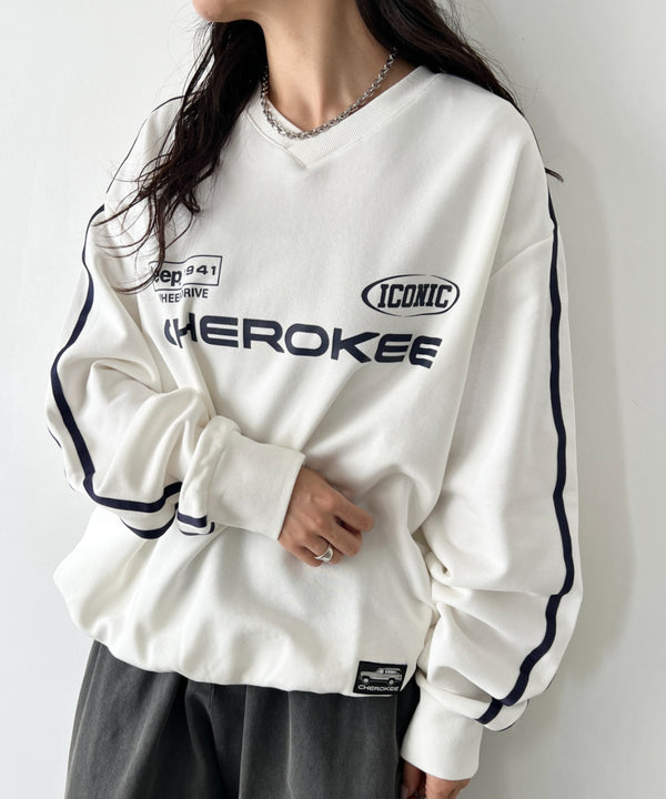 JEEP(ジープ)/サイドライン Vネック プルオーバー スウェット/CHEROKEE V-neck Sweatshirt | AT2253072 | ホワイト