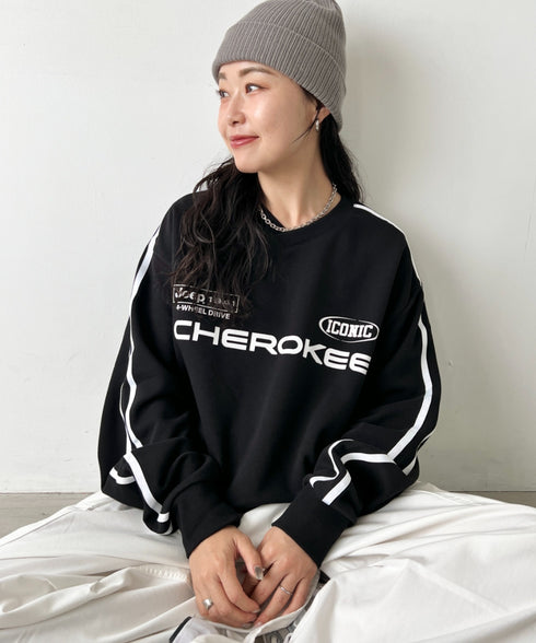 JEEP(ジープ)/サイドライン Vネック プルオーバー スウェット/CHEROKEE V-neck Sweatshirt | AT2253072 | ブラック