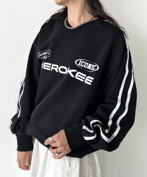 JEEP(ジープ)/サイドライン Vネック プルオーバー スウェット/CHEROKEE V-neck Sweatshirt | AT2253072 | ブラック