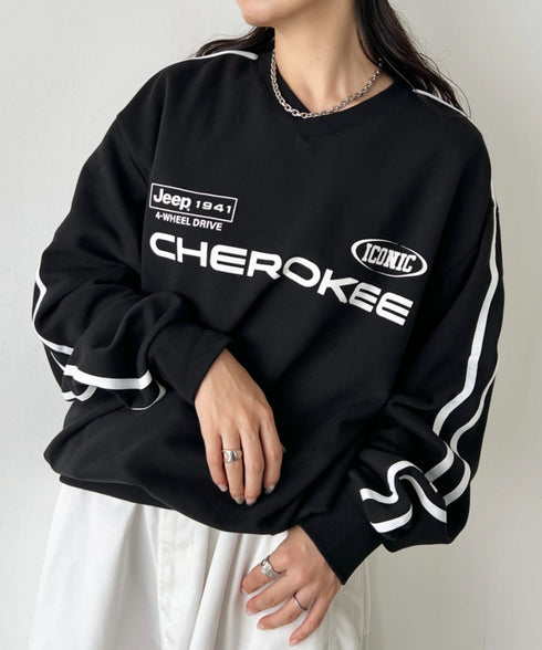JEEP(ジープ)/サイドライン Vネック プルオーバー スウェット/CHEROKEE V-neck Sweatshirt | AT2253072 | ブラック