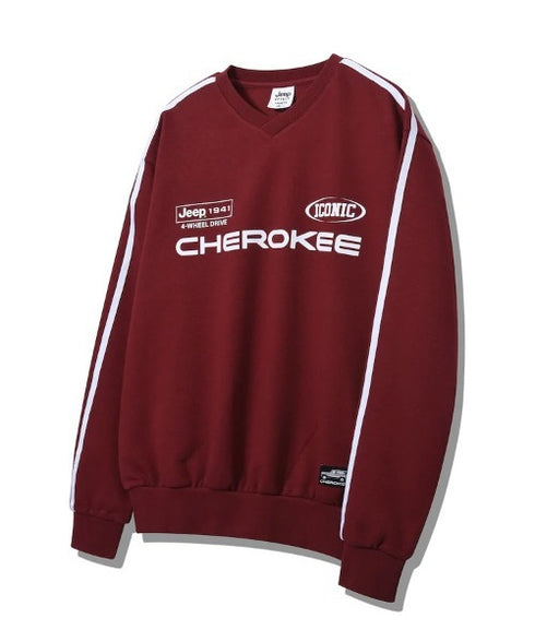 JEEP(ジープ)/サイドライン Vネック プルオーバー スウェット/CHEROKEE V-neck Sweatshirt | AT2253072 | バーガンディー