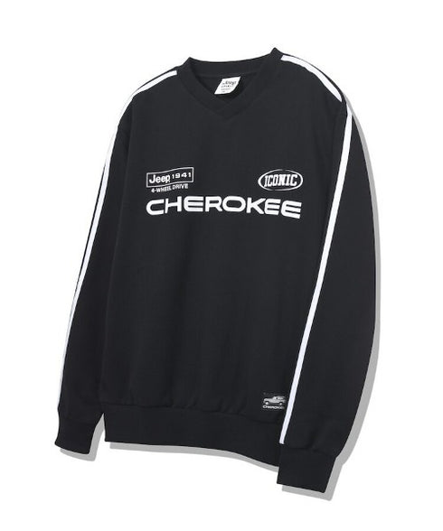 JEEP(ジープ)/サイドライン Vネック プルオーバー スウェット/CHEROKEE V-neck Sweatshirt | AT2253072 | ブラック